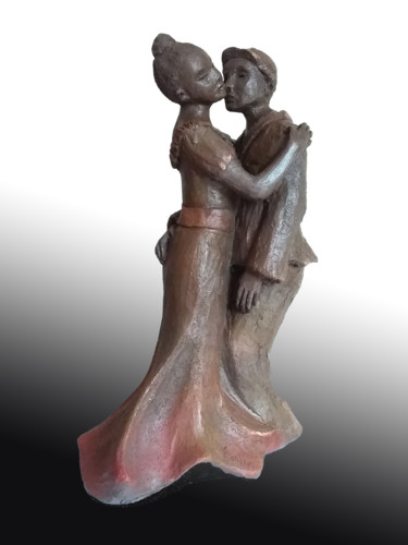 Skulptur mit dem Titel "CASQUE D'OR" von Léone Digraci, Original-Kunstwerk, Keramik