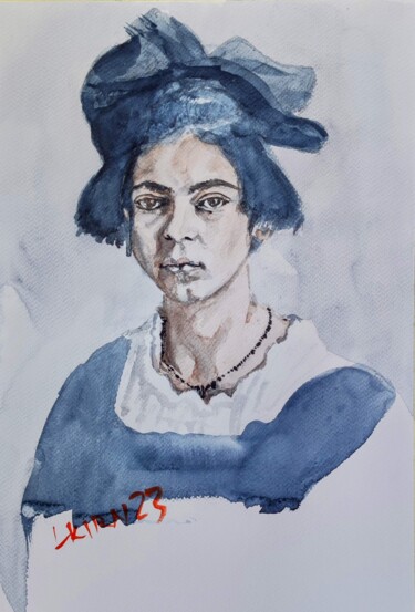 Peinture intitulée "Frieda Kahlo" par Leonid Kirnus, Œuvre d'art originale, Aquarelle