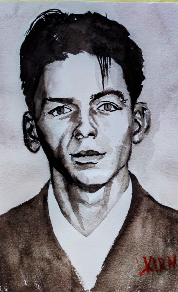 Painting titled "F. Sinatra" by Leonid Kirnus, Original Artwork, Watercolor