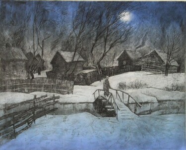 Painting titled "Night light" by Leonid Zikeev, Original Artwork