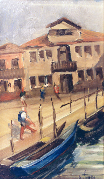 Pintura intitulada "VENEZIA - BARCHE IN…" por Leonida Beltrame, Obras de arte originais, Óleo
