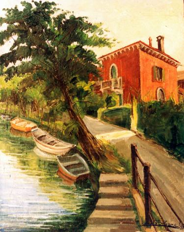 Peinture intitulée "LIDO DI VENEZIA: RI…" par Leonida Beltrame, Œuvre d'art originale, Huile