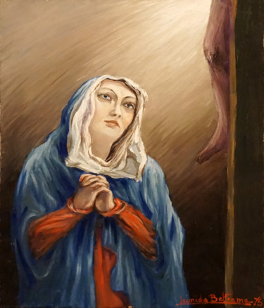 Schilderij getiteld "MATER DOLOROSA" door Leonida Beltrame, Origineel Kunstwerk, Olie