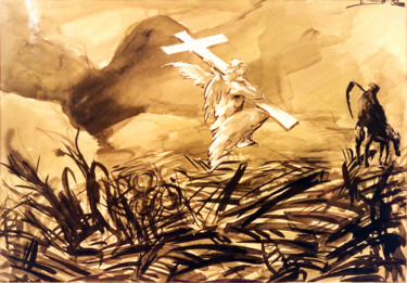 Картина под названием "VAJONT" - Leonida Beltrame, Подлинное произведение искусства, Масло