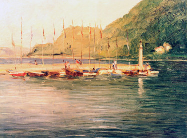 Pittura intitolato "GARDA: MARINA - POR…" da Leonida Beltrame, Opera d'arte originale, Olio