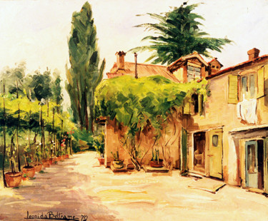 Painting titled "TEOLO: RUSTICO NEL…" by Leonida Beltrame, Original Artwork, Oil