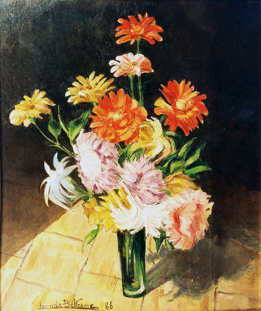 Pittura intitolato "FIORI SUL TERRAZZO…" da Leonida Beltrame, Opera d'arte originale, Olio