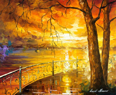 River Canvas Art Sailboat Oil Painting Painting titled "River Canvas Art Sa…" by Leonid Afremov, Original Art, Oil