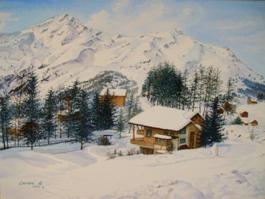 Pintura titulada "Winter Wonderland" por Leonora De Lange, Obra de arte original, Acuarela