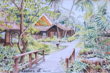 Pintura intitulada "Ao Nang Resort- Tha…" por Leonora De Lange, Obras de arte originais, Aquarela