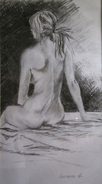 Dibujo titulada "Nude" por Leonora De Lange, Obra de arte original, Carbón