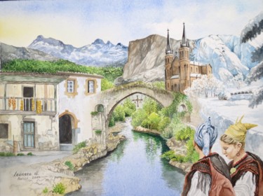 Painting titled "The Soul of Cangas…" by Leonora De Lange, Original Artwork, Watercolor