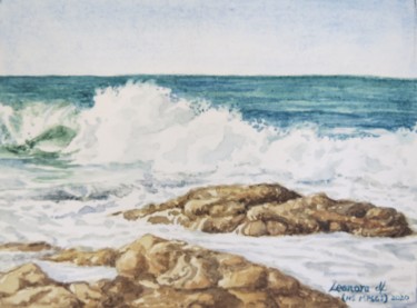 Painting titled "Sea Spray ( miniatu…" by Leonora De Lange, Original Artwork, Watercolor