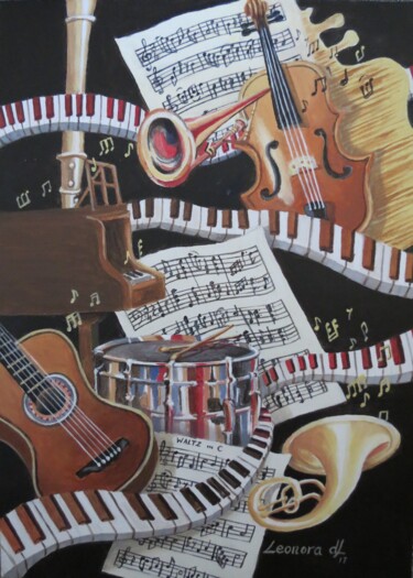 Pintura titulada "A Rhythm Runs Throu…" por Leonora De Lange, Obra de arte original, Acrílico Montado en Otro panel rígido