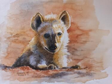 Peinture intitulée "Young Hyena" par Leonora De Lange, Œuvre d'art originale, Aquarelle