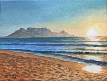 Painting titled "Sunset with Table M…" by Leonora De Lange, Original Artwork, Acrylic