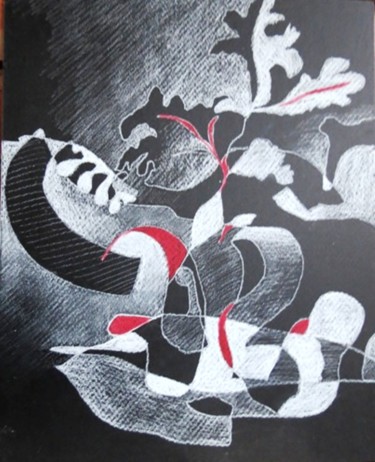 Pintura intitulada "Abstract with a tou…" por Leonora De Lange, Obras de arte originais, Pastel