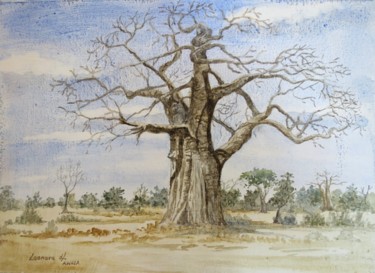 Painting titled "Baobab" by Leonora De Lange, Original Artwork, Watercolor