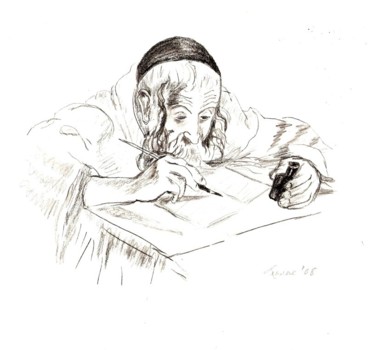 Schilderij getiteld "rabbi1.jpg" door Leonore Marie Greenberg, Origineel Kunstwerk