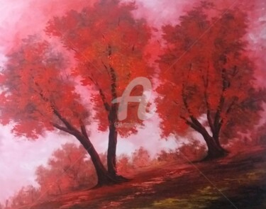 Painting titled "Pasión en el bosque." by Leonor Solbes, Original Artwork, Acrylic