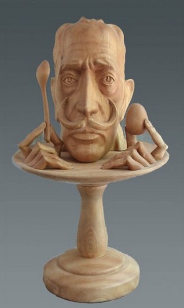 Sculpture titled "Завтрак Сальвадора…" by Leontii Usov, Original Artwork, Wood