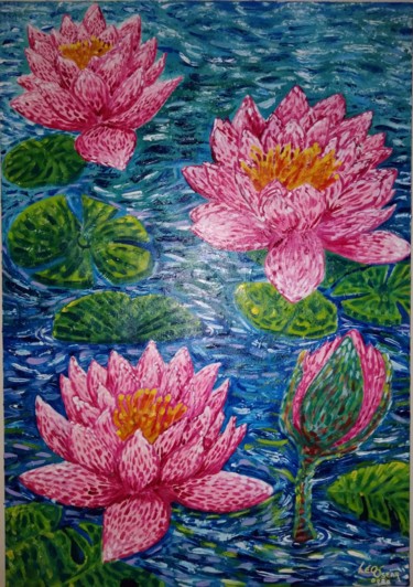 Flor de Lótus Pintura intitulada "Flor de Lótus" por Léo Óscar, Obras de arte originais, Acrílico