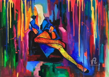 Painting titled "Lady" by Leo Schteinberg, Original Artwork, Acrylic Mounted on Wood Stretcher frame