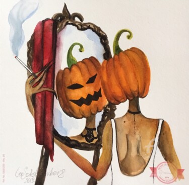 Painting titled "Reflection" by Leo Schteinberg, Original Artwork, Watercolor