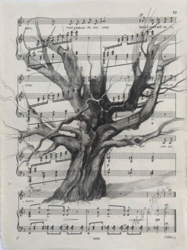 Drawing titled "TREE OF LIFE. Charc…" by Leo Schteinberg, Original Artwork, Charcoal