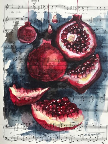 Painting titled "GRENADES. Music of…" by Leo Schteinberg, Original Artwork, Watercolor