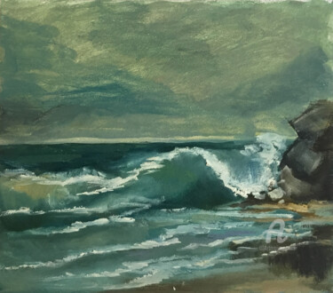 Painting titled "SEA STORM. Oil pain…" by Leo Schteinberg, Original Artwork, Oil