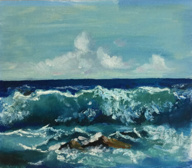 Painting titled "DEEP BLUE SEA. Oil…" by Leo Schteinberg, Original Artwork, Oil