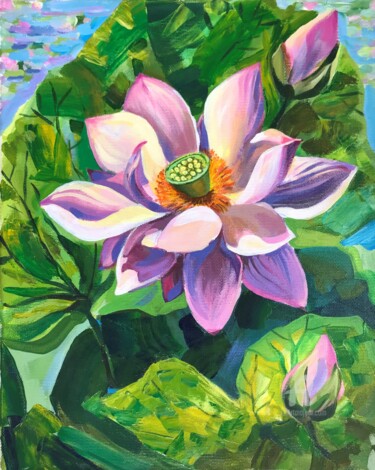 Painting titled "LOTUS. Acrylic on c…" by Leo Schteinberg, Original Artwork, Acrylic