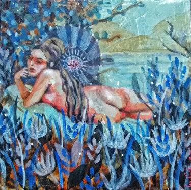 Painting titled "Bleu sensualité" by Léo-Vinh Beauvois, Original Artwork, Acrylic