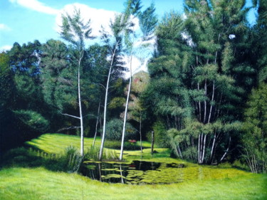 Malerei mit dem Titel "Waldrand" von Leo Windeln, Original-Kunstwerk, Öl