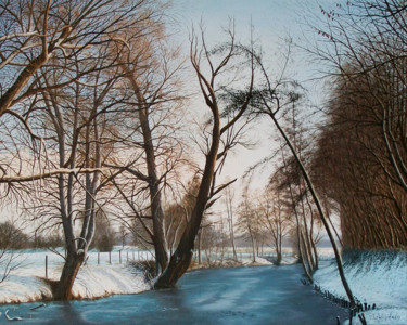 Painting titled "Winterimpression" by Leo Windeln, Original Artwork, Oil