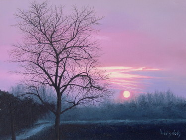 Painting titled "Sonnenuntergang an…" by Leo Windeln, Original Artwork, Oil