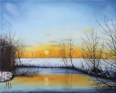 Painting titled "Wintermorgen" by Leo Windeln, Original Artwork, Oil