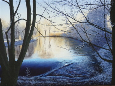 Malerei mit dem Titel "Wintertag" von Leo Windeln, Original-Kunstwerk, Öl