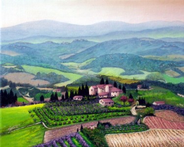 Malerei mit dem Titel "Toskana" von Leo Windeln, Original-Kunstwerk, Öl