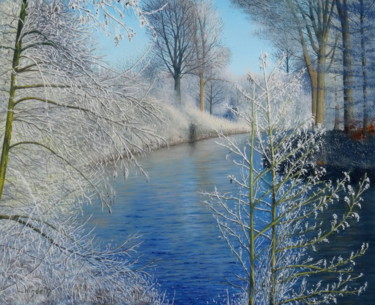 Malerei mit dem Titel "Sonnentag im Winter…" von Leo Windeln, Original-Kunstwerk, Öl