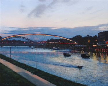 Abend in Krakau Malerei mit dem Titel "Abend in Krakau" von Leo Windeln, Original-Kunstwerk, Öl