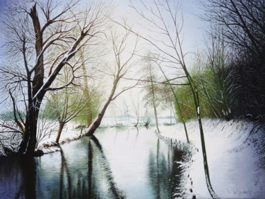 Malerei mit dem Titel "Wintertraum" von Leo Windeln, Original-Kunstwerk, Öl