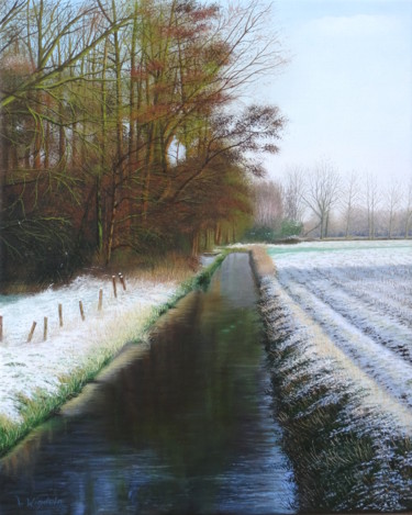 Malerei mit dem Titel "Ein Hauch von Winter" von Leo Windeln, Original-Kunstwerk, Öl