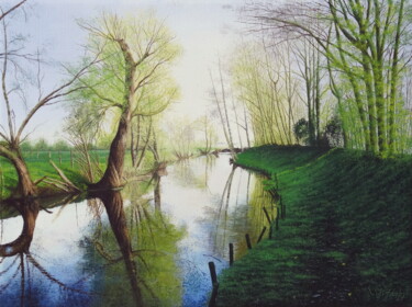 Malerei mit dem Titel "Frühlingsmorgen" von Leo Windeln, Original-Kunstwerk, Öl