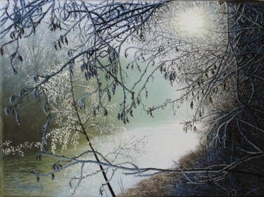 Painting titled "Wintersonne am Morg…" by Leo Windeln, Original Artwork, Oil