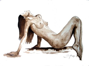 Peinture intitulée "nu féminin" par Zézé, Œuvre d'art originale
