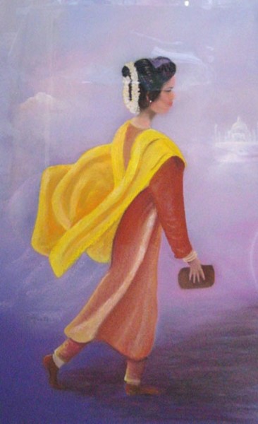 Painting titled "La Mariée Indienne" by Maryvonne Lepinoy (MARLEN), Original Artwork