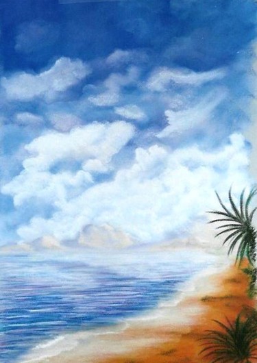 Painting titled "Le Volcan de Saint…" by Maryvonne Lepinoy (MARLEN), Original Artwork