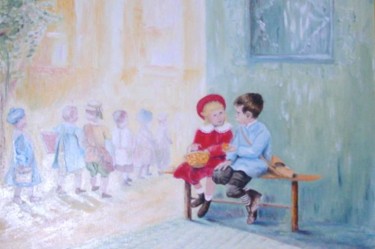 Painting titled "L'école 1900" by Maryvonne Lepinoy (MARLEN), Original Artwork